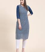 Ethnic motifs embroidered Round neck Three-quarter, regular sleeves Straight shape style Sequined