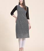 Ethnic motifs embroidered Round neck Three-quarter, regular sleeves Straight shape style Sequined