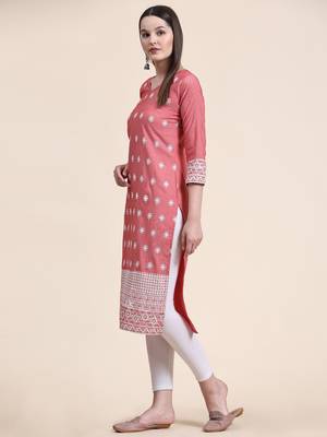 Ethnic motifs embroidered V-neck Three-quarter regular sleeves Straight shape style Thread work detail Calf length kurti 2