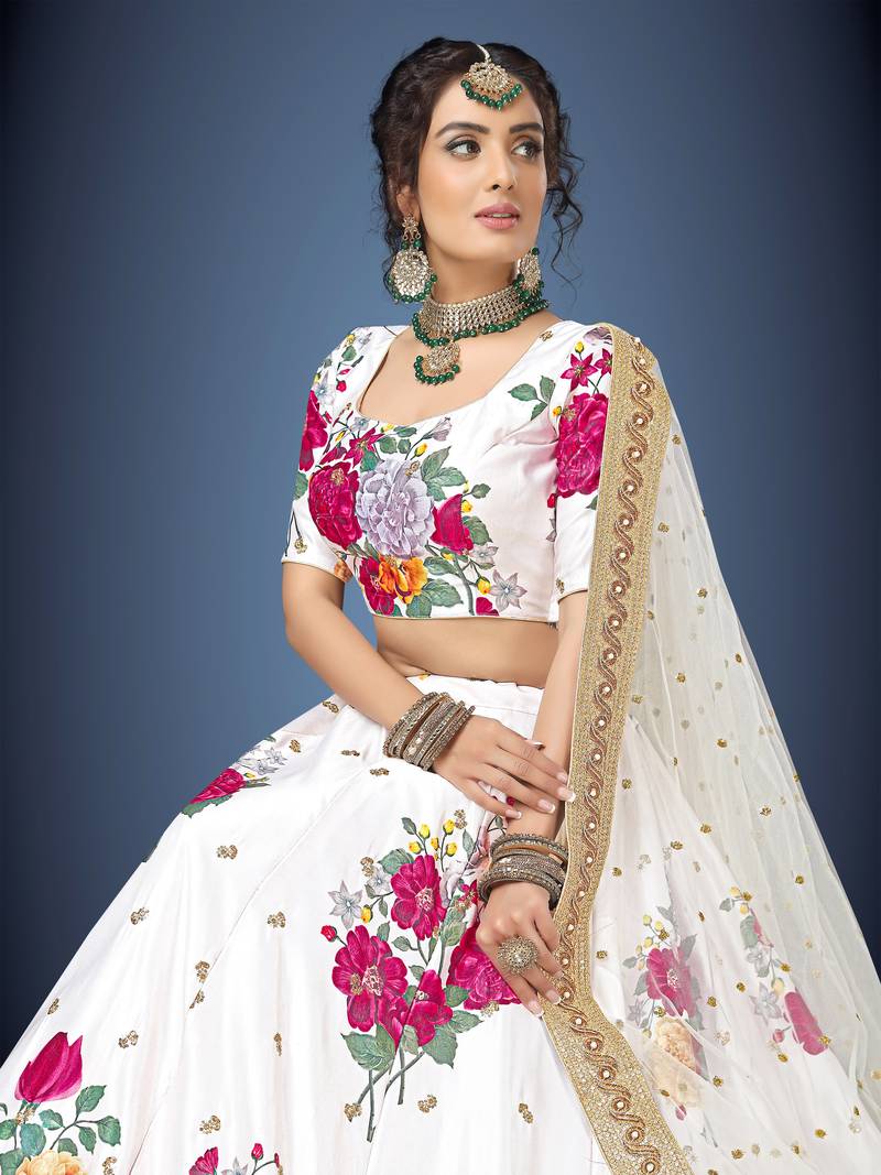 TRENDMALLS Camicetta Lehenga Choli Unstitch Semi-cucita Con Ricamo - 2