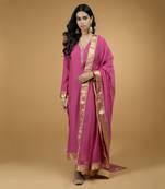 Raspberry Tilla Embroidered Chanderi Kurta Set