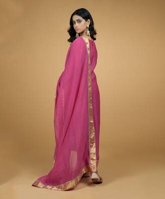 Raspberry Tilla Embroidered Chanderi Kurta Set 8
