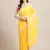 Handmade Yellow Georgette Lucknow Chikankari Indian Women Saree With Blouse