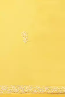 Handmade Yellow Georgette Lucknow Chikankari Indian Women Saree With Blouse