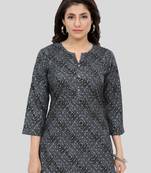 Grey printed rayon short-kurtis
