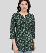 Green printed rayon short-kurtis