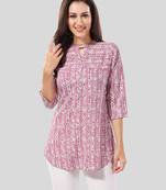 Pink printed crepe short-kurtis