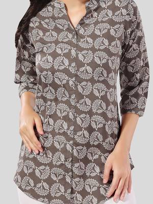 Grey printed crepe short-kurtis 4
