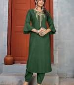 Green embroidered rayon salwar