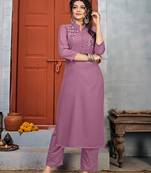Lavender embroidered rayon salwar