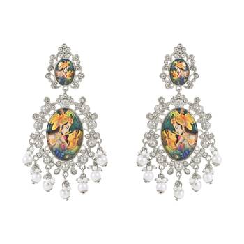 Traditional Silver Plated Padmavati Earrings Embellished with Pearls for Women/Girls  1