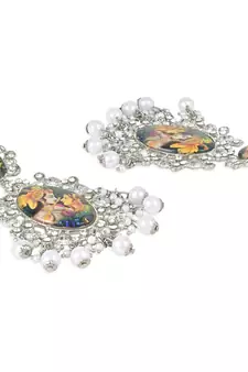 Traditional Silver Plated Padmavati Earrings Embellished with Pearls for Women/Girls 