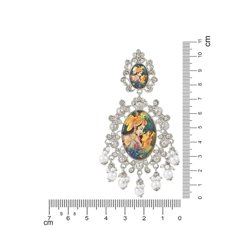 Traditional Silver Plated Padmavati Earrings Embellished with Pearls for Women/Girls 