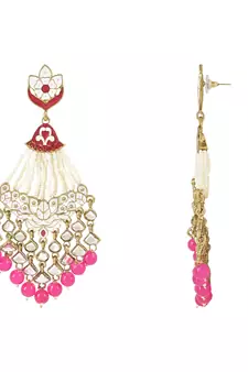 Traditional Handcrafted Meena Work Earring Glided with Kundan & Pearls For Women/Girls 