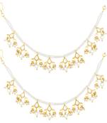 Traditional kundan & Pearl Studed Long Pearl Drop Beads Hair Chain Accessories for Women/Girls 