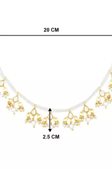 Traditional kundan & Pearl Studed Long Pearl Drop Beads Hair Chain Accessories for Women/Girls 