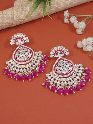Traditional Handcrafted Kundan Earrings Adorned with Pearls for Women and Girls  1