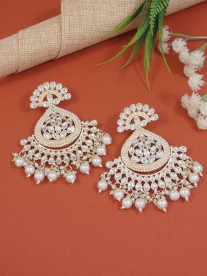 Traditional Handcrafted Kundan Earrings Adorned with Pearls for Women and Girls  1