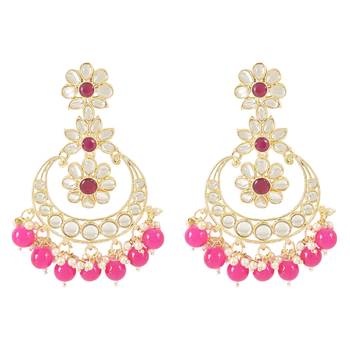Traditional Handcrafted Kundan Earrings Adorned with Pearls for Women and Girls  1