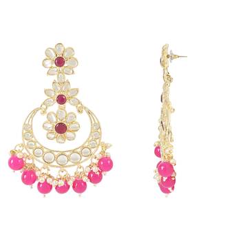 Traditional Handcrafted Kundan Earrings Adorned with Pearls for Women and Girls  2