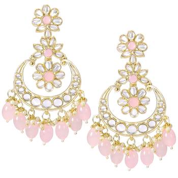 Traditional Handcrafted Kundan Earrings Adorned with Pearls for Women and Girls  1
