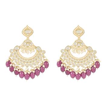 Traditional Handcrafted Kundan Earrings Adorned with Pearls for Women and Girls  1