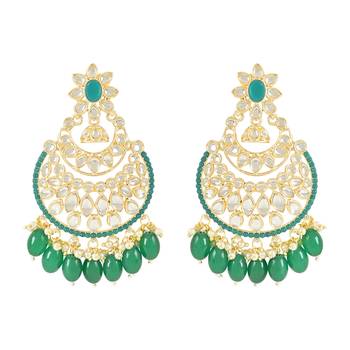Traditional Handcrafted Pearl Kundan Beaded Chandbali Earrings for Women/Girls  1