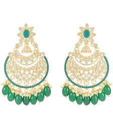 Traditional Handcrafted Pearl Kundan Beaded Chandbali Earrings for Women/Girls 