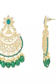 Traditional Handcrafted Pearl Kundan Beaded Chandbali Earrings for Women/Girls 