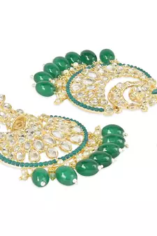 Traditional Handcrafted Pearl Kundan Beaded Chandbali Earrings for Women/Girls 