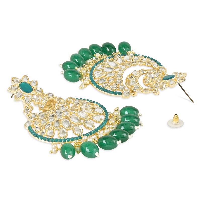 Traditional Handcrafted Pearl Kundan Beaded Chandbali Earrings for Women/Girls 