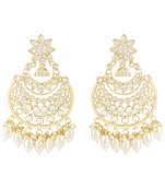 Traditional Handcrafted Pearl Kundan Beaded Chandbali Earrings for Women/Girls 