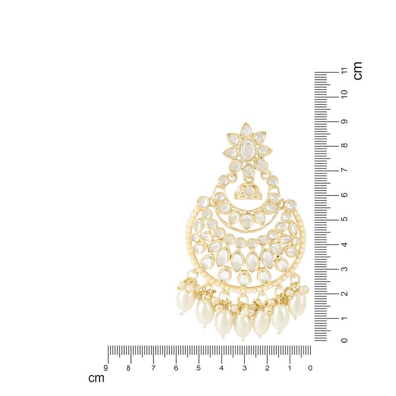 Traditional Handcrafted Pearl Kundan Beaded Chandbali Earrings for Women/Girls 