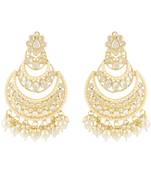Traditional Handcrafted Pearl Kundan Beaded Chandbali Earrings for Women/Girls 