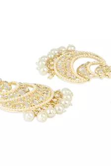 Traditional Handcrafted Pearl Kundan Beaded Chandbali Earrings for Women/Girls 
