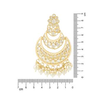 Traditional Handcrafted Pearl Kundan Beaded Chandbali Earrings for Women/Girls  4