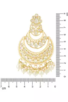 Traditional Handcrafted Pearl Kundan Beaded Chandbali Earrings for Women/Girls 