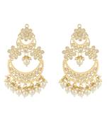 Traditional Handcrafted Pearl Kundan Beaded Chandbali Earrings for Women/Girls 