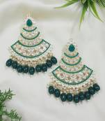Traditional Handcrafted Pearl Kundan Beaded Chandbali Earrings for Women/Girls 
