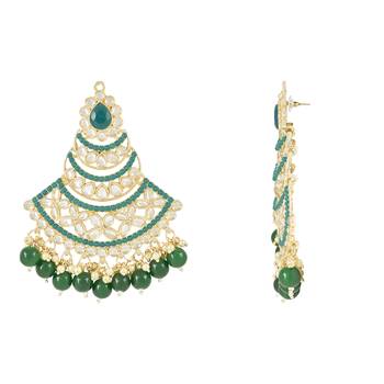 Traditional Handcrafted Pearl Kundan Beaded Chandbali Earrings for Women/Girls  2