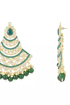 Traditional Handcrafted Pearl Kundan Beaded Chandbali Earrings for Women/Girls 
