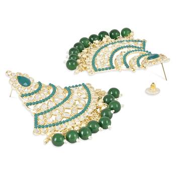Traditional Handcrafted Pearl Kundan Beaded Chandbali Earrings for Women/Girls  3