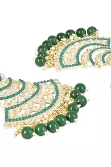 Traditional Handcrafted Pearl Kundan Beaded Chandbali Earrings for Women/Girls 