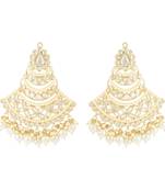 Traditional Handcrafted Pearl Kundan Beaded Chandbali Earrings for Women/Girls 