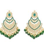 Traditional Handcrafted Pearl Kundan Beaded Chandbali Earrings for Women/Girls 