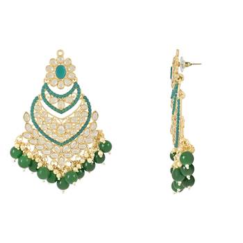 Traditional Handcrafted Pearl Kundan Beaded Chandbali Earrings for Women/Girls  2