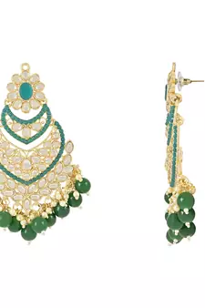 Traditional Handcrafted Pearl Kundan Beaded Chandbali Earrings for Women/Girls 