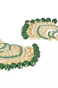 Traditional Handcrafted Pearl Kundan Beaded Chandbali Earrings for Women/Girls 