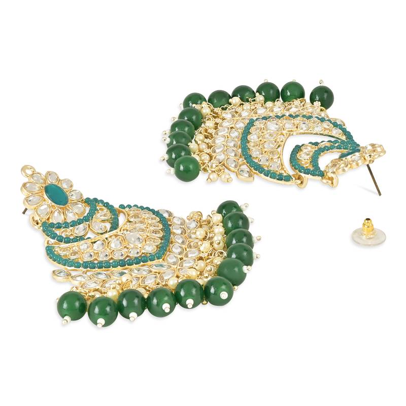 Traditional Handcrafted Pearl Kundan Beaded Chandbali Earrings for Women/Girls 