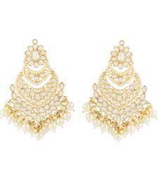 Traditional Handcrafted Pearl Kundan Beaded Chandbali Earrings for Women/Girls 